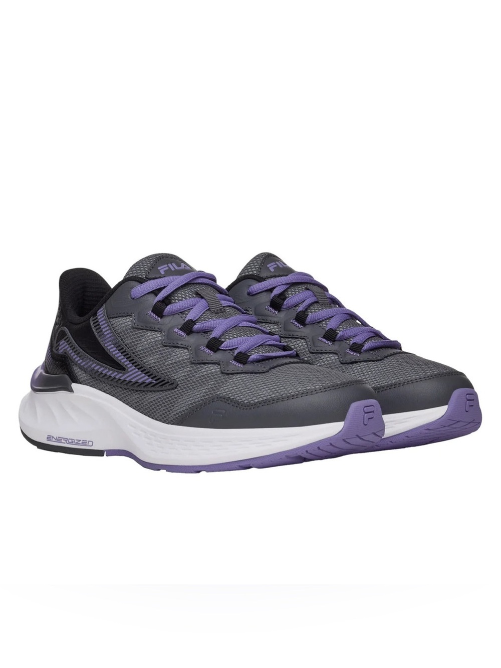 FILA - Memory foam, energized runners in grey with purple accents. Ladies 8